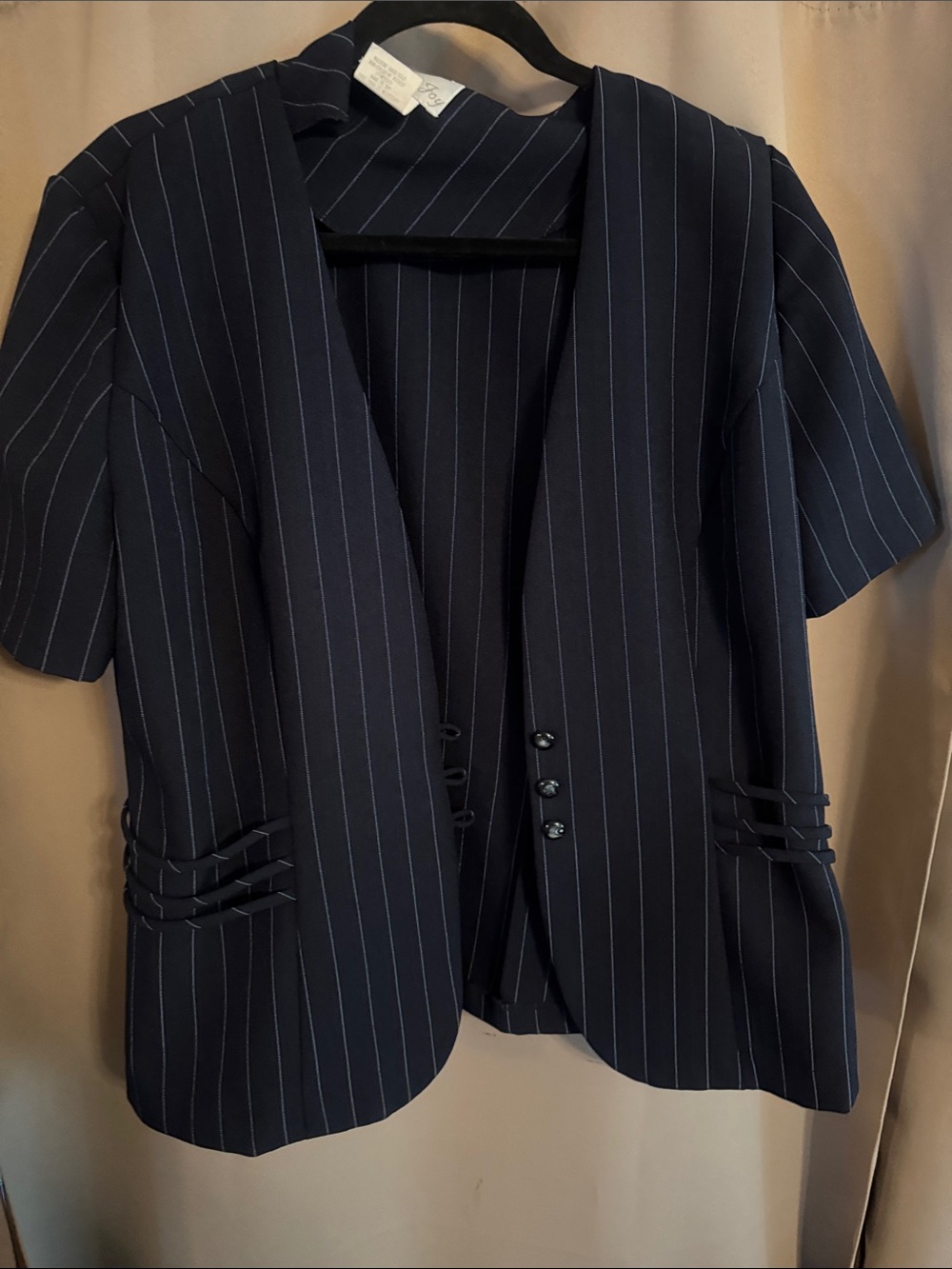 Pride & Joy Navy Pinstripe Short Sleeve Top - Navy & White